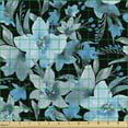thumbnail image 2 of Ambesonne Floral Fabric by the Yard Upholstery, Cold Tones Wild Flowers Art, 10 Yards, Black Sky Blue and Grey, 2 of 5