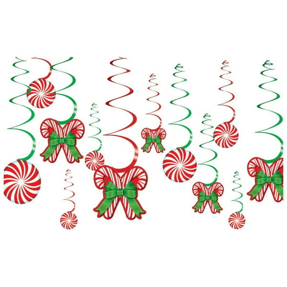 amscan 679852 Candy Cane Foil Swirls Value Pack, 12 Ct. | Christmas Decoration 24"