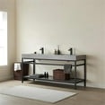 thumbnail image 6 of Funes 72" Double Sink Bathroom Vanity in Matte Black Frame Gray Top No Mirror, 6 of 8