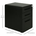 thumbnail image 3 of Vinsetto 3-Drawer Filing Cabinet w/ Wheels, Lockable Office Storage Drawer, 3 of 10