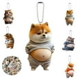 thumbnail image 2 of Chunky Belly Cat Car Charm & Keychain His Belly! Fun Dog/Cat Keychain Car Charm With A Big Belly, 2 of 9