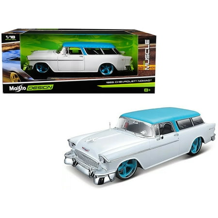 - 1955 Chevrolet Bel Air Nomad Metallic White with Blue Top