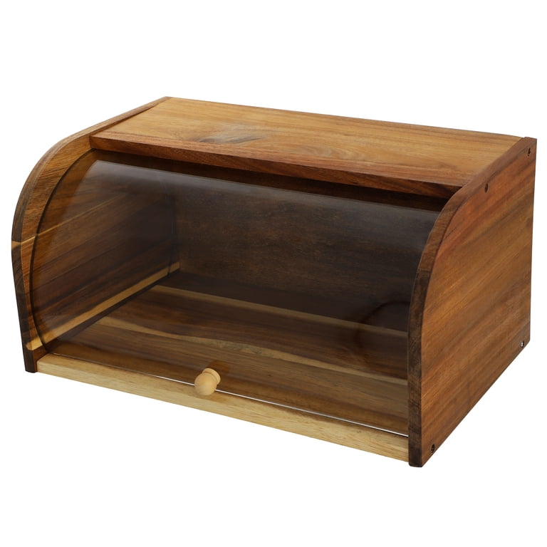 Elama Acacia Wood Bread Box with Sliding Plastic Lid - Walmart.com