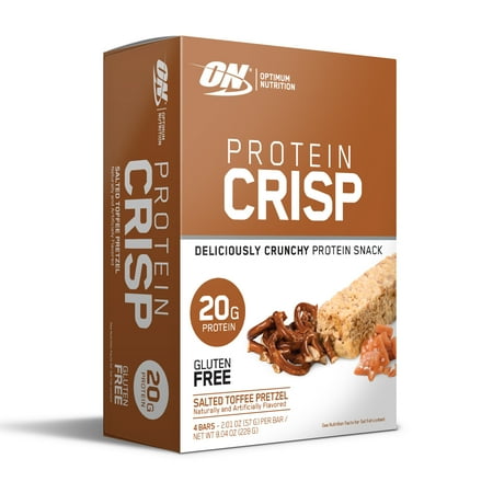 Optimum Nutrition Protein Crisp Bars, Salted Toffee Pretzel, 20g Protein, 4 Ct