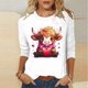 thumbnail image 5 of TaTaai Valentine's Day Cow Print Women's Tee, Loose Fit Three Quarter Sleeve Pullover, Cute Casual Top Gift, 5 of 5