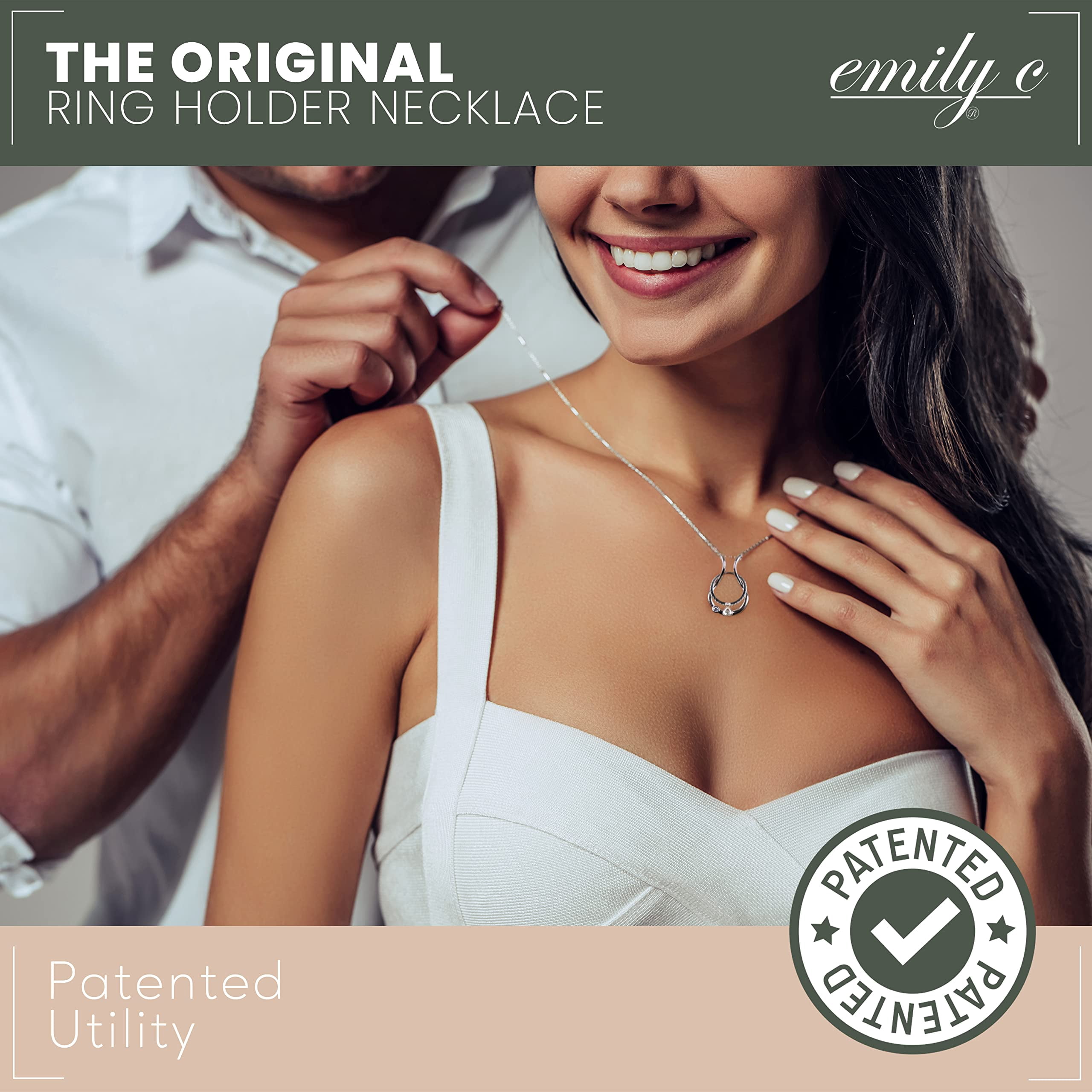 Emily C Ring Holder Necklace - Sterling Silver Ring Keeper Necklaces - Women & Men Wedding Ring Holder Necklace - Cute Necklace Jewelry for Women, Wife, Nurse, Doctor - Butterfly Ring Necklace Holder