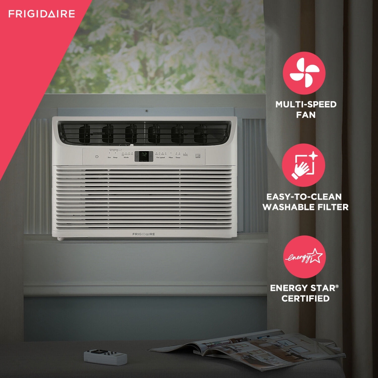 Frigidaire Energy Star 12,000 BTU 115V Window-Mounted Compact Air Conditioner with Full-Function Remote Control Frigidaire Energy Star 12,000 BTU 115V Window-Mounted Compact Air Conditioner with Full-Function Remote Control