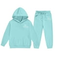 thumbnail image 4 of AHTJRT 2 Piece Tracksuit for Kids Hoodie Pullover Joggers Sweatpants Outfits Set 2 Pieces Letter Print Fashion Athletic Unisex Sweatsuits Light Blue 3-4 Years, 4 of 4