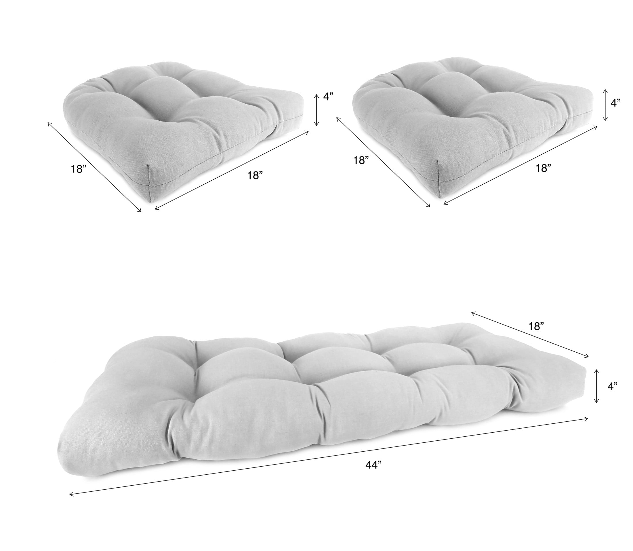 Jordan Manufacturing 3-Piece Veranda Kiwi Green Solid Tufted Outdoor Cushion with 1 Wicker Bench Cushion and 2 Wicker Seat Cushions