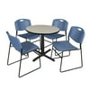 Regency Cain Round Breakroom Table with 4 Stackable Zeng Chairs