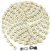 ZHIQIU FSC 9 Speed 116L Bike Chains, Silver,Gold (1/2x11/128-Inch) Compatible with 8 Speed