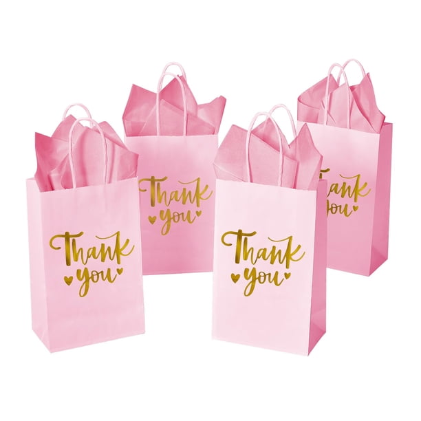 Bolsas de regalo DjinnGlory Thank You rosas y doradas con papel de seda