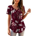 thumbnail image 1 of a.Jesdani Womens Plus Size Tunic Tops Short Sleeve Casual Floral Henley Shirts m-4x, 1 of 6