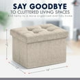 thumbnail image 2 of Ornavo Home 1 Pack Small Storage Ottoman Foldable Collapsible Rectangle Linen Ottoman Foot Rest Stool Seat, for Living Room, Bedroom, Home Office, Dorm - 12 x 16 x 12, Linen Beige, 2 of 7