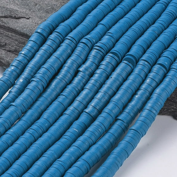 10strands Flat Round Handmade Polymer Clay Beads Disc Heishi Beads for Hawaiian Earring Bracelet Necklace Jewelry Making Steel Blue 8x0.5~1mm Hole: 2mm about 380~400pcs/strand 17.7 inch