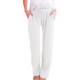 thumbnail image 2 of Bovemsi Casual Pants for Women Womens Daily Elastic Waist Straight Solid Color Loose Long Corduroy Trousers Beach Trousers with Pockets, 2 of 9