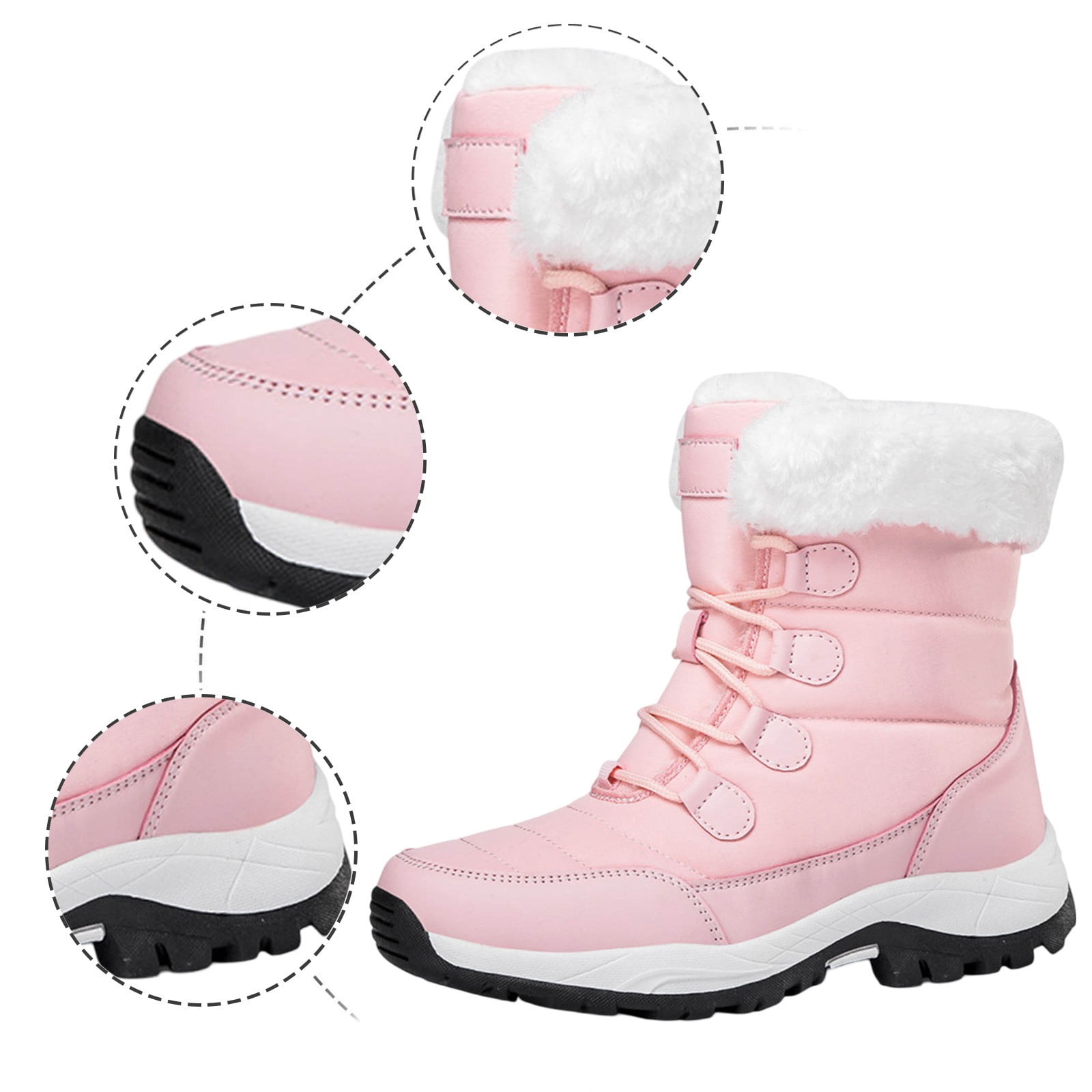 CHENge Boots for Women Knee High Casual Fashion with Bow Design Everyday Wear Durable Knee High Boot Winter Snow Outdoor Footwear(Pink,8.5)
