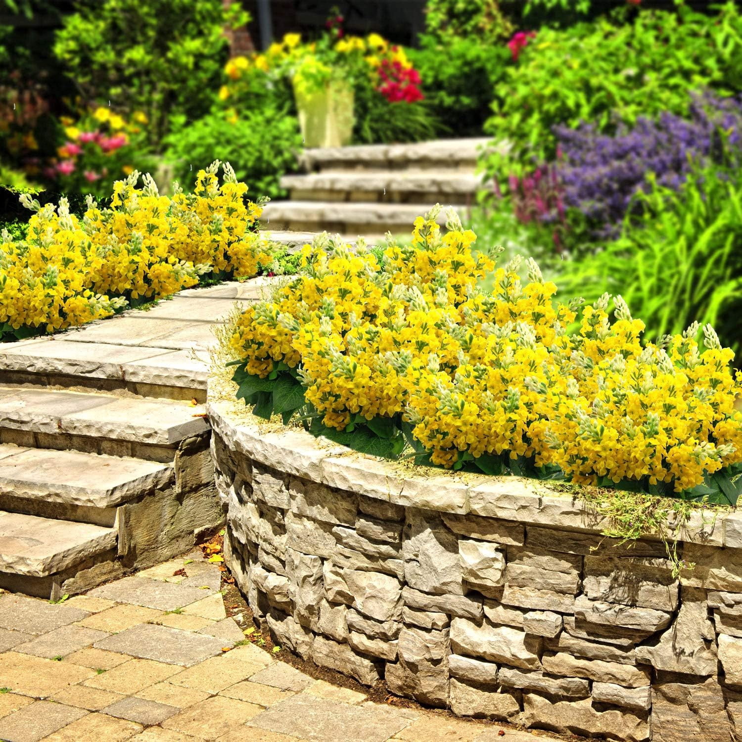 Artificial Fake Flowers Silk Plastic Plant Arrangement for Home Indoor Outdoor Garden Wedding Table Vase Decorations Faux Snapdragon Flower,3 Bouquets (Yellow)