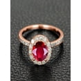 thumbnail image 2 of Limited Time Sale: 1.50 Carat Red Ruby and Diamond Halo Engagement Ring in 10k Rose Gold for Women on Sale, 2 of 2