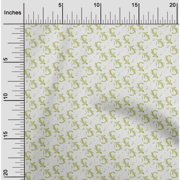 oneOone Viscose Chiffon Lime Green Fabric Koi Fish Ocean Craft Projects Decor Fabric Printed By The Yard 42 Inch Wide
