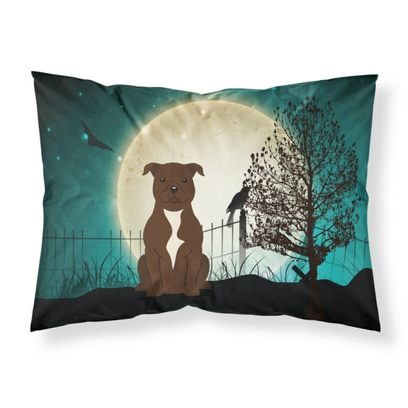 Halloween Scary Staffordshire Bull Terrier Chocolate Fabric Standard Pillowcase