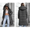 thumbnail image 5 of Women's Winter Black Hooded Stand Collar Long Down Jacket - Internal/External Pockets, Windproof Waterproof Warm, S, 5 of 11
