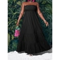 thumbnail image 4 of Black Strapless Tiered Maxi Dress For Women Casual Summer Vacation Long Flowy Dress Plus Size, 4 of 8