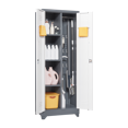 thumbnail image 5 of 65" H Metal Broom Storage Cabinet with Locking Doors, for Garage, Basement & Utility Room, Cleaning Tool Organizer with Hanging Rod & Shelves, Grey & White, 5 of 21