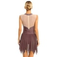 thumbnail image 2 of YONGHS Women Sequins High Low Mesh Tulle Ballet Dance Dress Lyrical Modern Contemporary Dancewear Brown M, 2 of 7