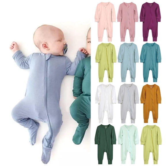 larppty Baby Sleepsuits with Zipper – Soft Cotton Onesies for Infants 0-24M, Breathable Full-Length Pajamas, Cozy Sleep & Daywear(Pink, 6-12 Months)