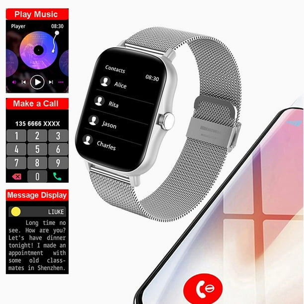 Gray Silver Color Smart Watch Women Men Smartwatch Sport Full Touch Screen Smartclock For Android IOS Sport Fitness Tracker silver 3 1
