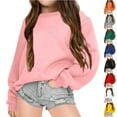 thumbnail image 5 of Meitianfacai Little & Big Girls Sweatshirt Casual Solid Basic Hoodie Drop Shoulder Sweatshirt Crewneck Long Sleeve Tunic Pullover Tops Fall Fashion Outwear, Girls Yellow Sweatshirt Size 4-5 Years, 5 of 5