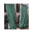 thumbnail image 6 of Raccmtaty Women Wide-Leg Pants Plaid Side Tie-Up Loose Trousers Spring Summer Casual Sweatpants Bottoms, 6 of 6