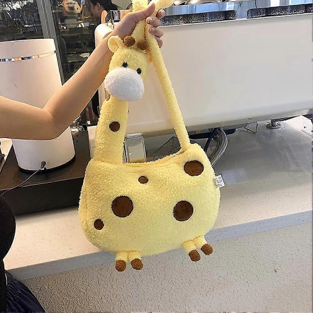 Cute Giraffe Plush Doll Cartoon Animal Large Capacity Crossbody Bag Shoulder Bag
