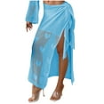thumbnail image 5 of Awdenio Women's Skirts Crochet Swim Cover Up High Slit Sheer Long Beach Skirt Cover Up, 5 of 9
