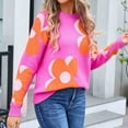 thumbnail image 6 of Levmjia Womens Sweater Casual Long Sleeve Round Neck Floral Print Head Pullover Soft Acrylic Top For Fall Autumn And Winter Daily Wear, 6 of 8