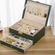 thumbnail image 3 of Minnieouse Caja organizadora portátil para viaje, caja impermeable y anillos, caja de joyería de gran capacidad de piel sintética para viaje Ropa, zapatos y accesorios Miscelánea blanco bicapa, 3 of 6