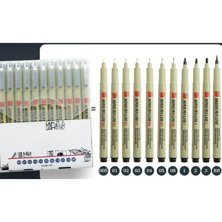 9 piezas Plumas de micro tinta fineliner negras, plumas de dibujo de