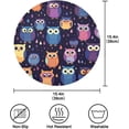 thumbnail image 4 of Coolnut Colorful Owls Round Placemats Washable Placemats Non-Slip Heat-Resistant Table Place Mats for Dining Kitchen Holiday Party Table 15.4"-6PCS Home Decor, 4 of 7