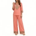 thumbnail image 2 of Womens 2 Piece Outfits Summer Printed Bohemian Style Casual Home Wear Set, 2 of 8