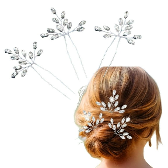 3-Pack Elegant Sparkling Bridal Hair Clips, Alloy and Crystal Wedding Hairpins for Women, Ideal for Bridal Parties, Prom and Celebrations