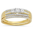 thumbnail image 3 of Dazzlingrock Collection 0.40 Carat (ctw) 14k Round Diamond Ladies 3 Stone Bridal Ring Engagement Set, Yellow Gold, Size 5.5, 3 of 4