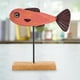 thumbnail image 5 of Adorno de pez de madera nórdica, decoración navideña artesanal para cafeterías y tiendas de escritorio. rojo, 5 of 9