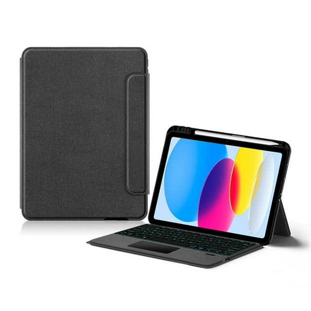 Étui Clavier Bluetooth Rétroéclairé Ultra Mince pour iPad 10,2/10,5/10,9 Pouces (7e-10e Gén. et iPad 11) avec Support Multi-Angle et Recharge USB‐C