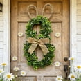 thumbnail image 4 of OAVQHLG3B 19.6 Inch Easter Bunny Wreath Spring Bunny Shaped Artificial Garland with Greenery Flower & Bow , Knot for Front Door Summer Spring Farmhouse Holiday, 4 of 6
