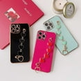thumbnail image 6 of Compatible with iPhone 13 Pro Max Case 6.7 inch 2021 Release Luxury Plating Soft TPU Case with Love-Heart Strap Bracelet Chain Shiny Cute Pretty Protective Phone Cover for Women Grils Black, 6 of 11