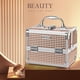 thumbnail image 2 of FRENESSA Estuche de Maquillaje Caja de Cosméticos Portátil Organizador de Joyas Bandejas de 2 Niveles con Cerradura con Llaves y Espejo con Asa Caja de Almacenamiento de Maquillaje - Oro Rosa, 2 of 5