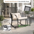 thumbnail image 3 of MOALCOFER 3 Piece Steel Rocking Patio Bistro Set with Adjustable Footrest, White, 3 of 7