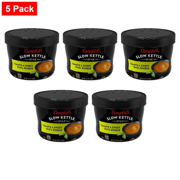Campbells Slow Kettle Style Tomato & Sweet Basil Bisque 15.5 oz - 5 Pack