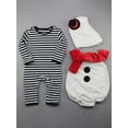 thumbnail image 2 of Baby Halloween Snowman Rompers Set Infant Boys Girls Striped Long Sleeve Bodysuit Newborn Jumpsuits, 2 of 9